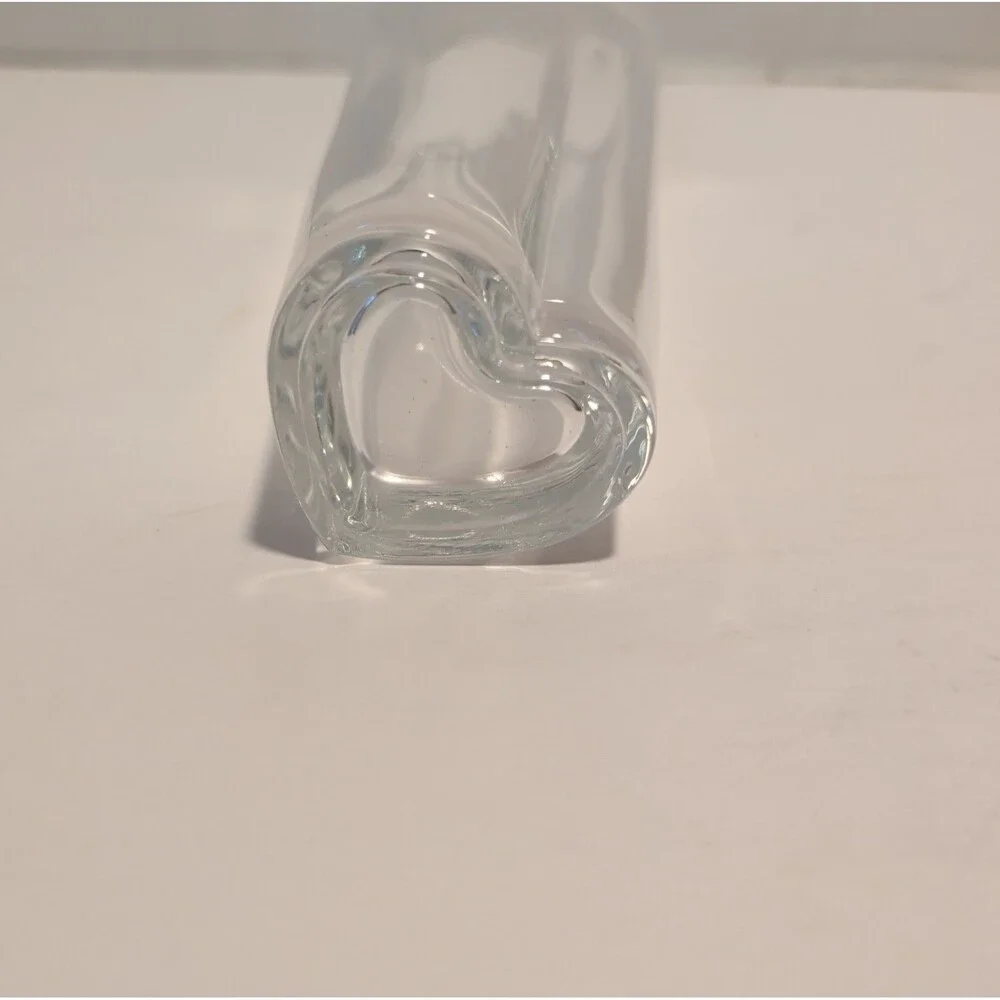 Clear Glass Heart-Shaped Decorative Vase 7in Love & Hearts Glossy Finish